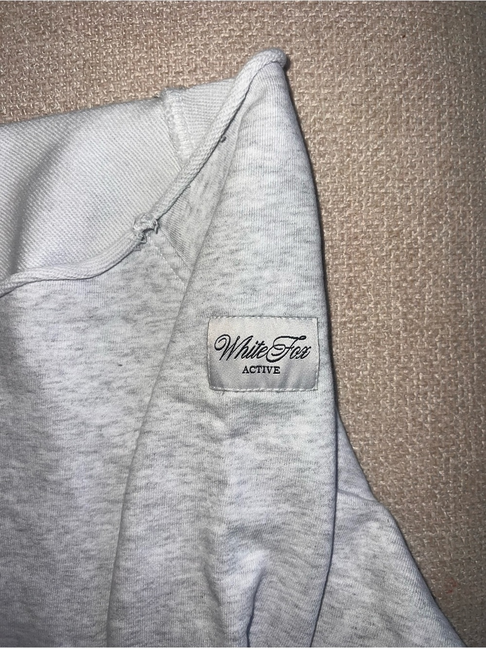 White Fox Boutique Off-the-Shoulder Sweater in Light Gray